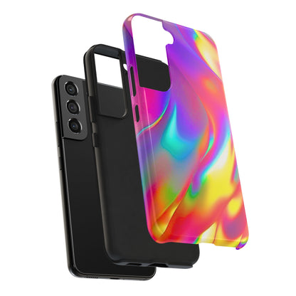 Funda resistente para teléfono con brillo metálico holográfico y estilo abstracto | Estética