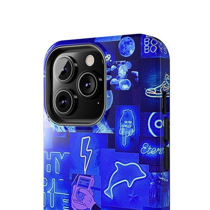 Blue Neon Style Tough Phone Case | Aesthetic