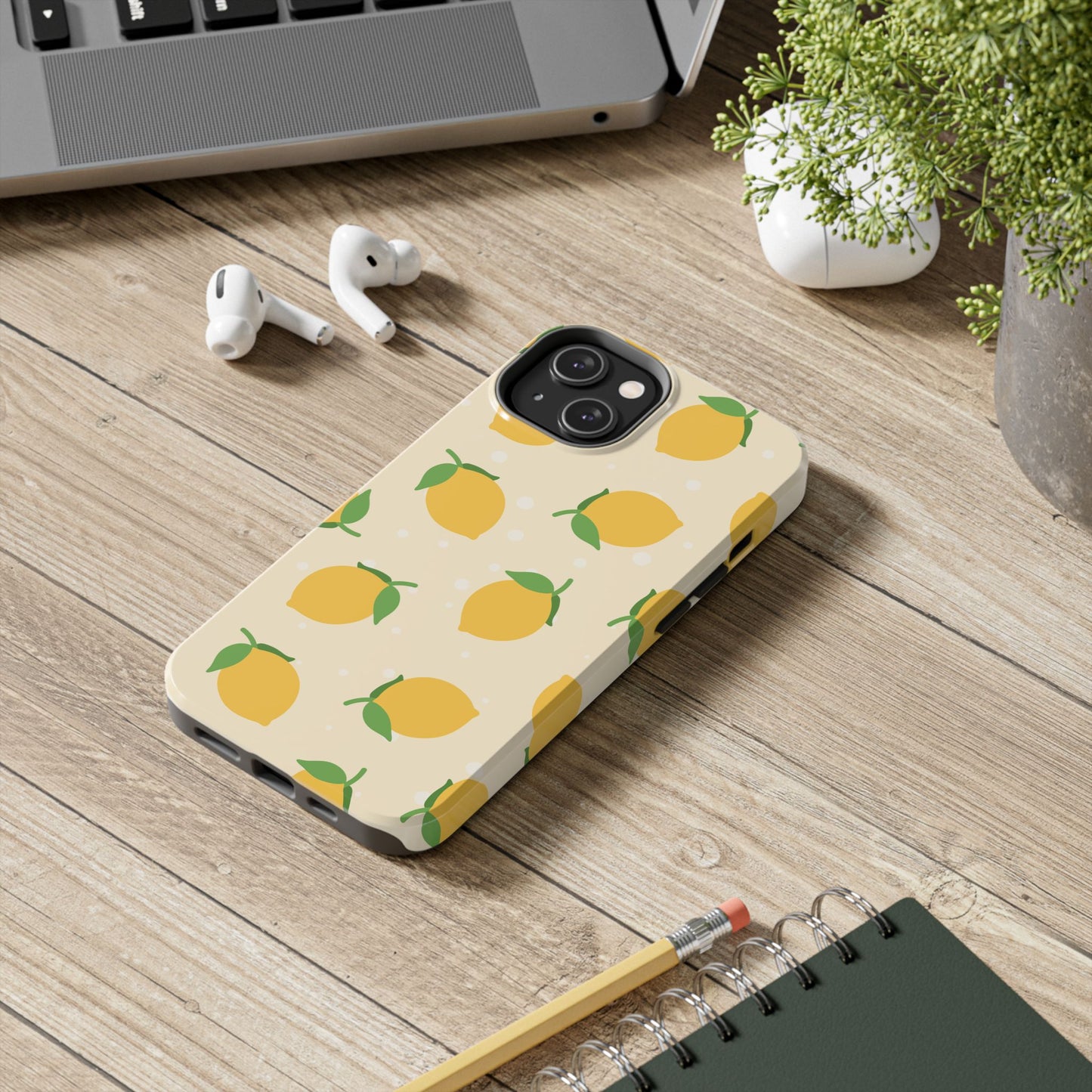 Cute Aesthetic Lemon Pattern Citrus Design Tough Phone Case | Food