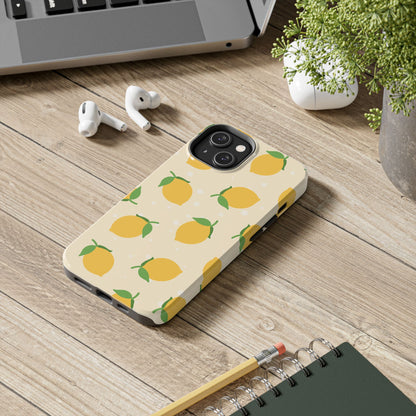 Cute Aesthetic Lemon Pattern Citrus Design Tough Phone Case | Food