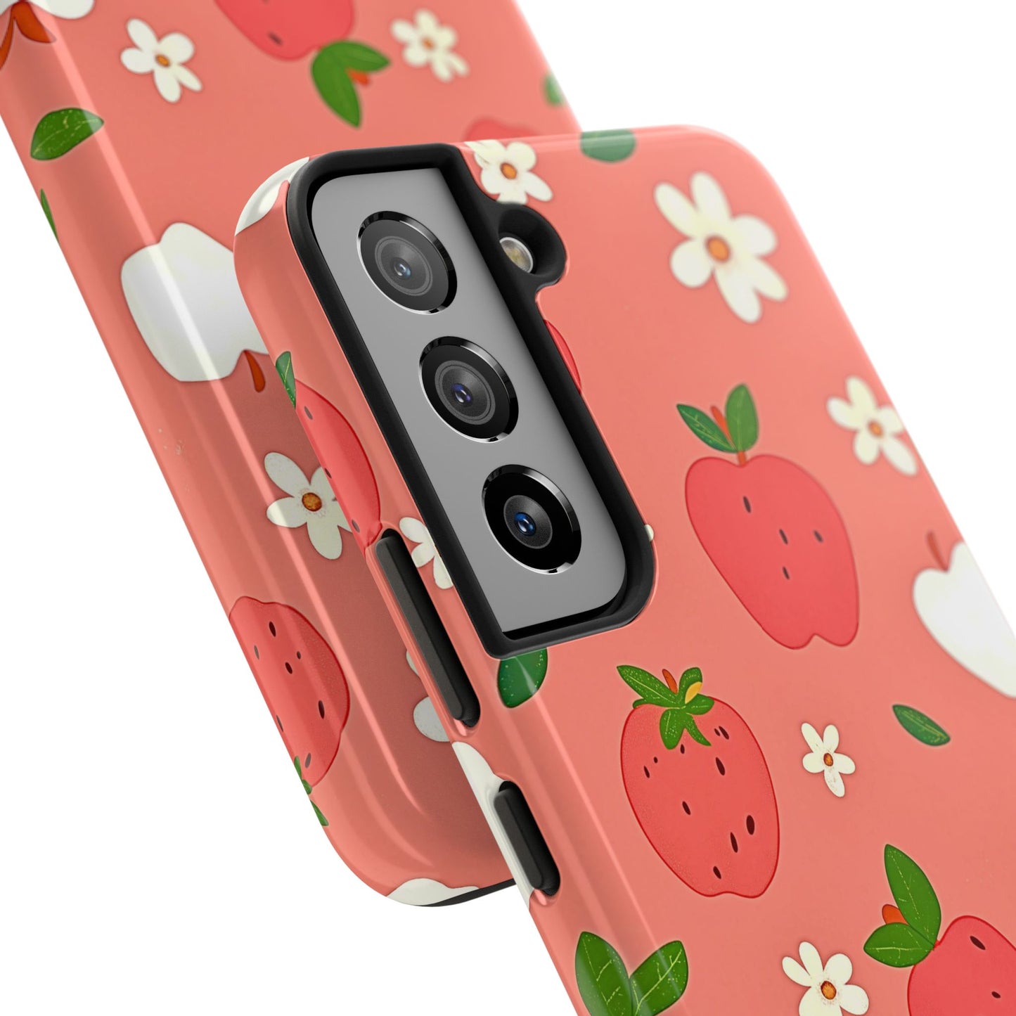 Strawberry Apple Flower Pattern Pink Tough Phone Case | Aesthetic