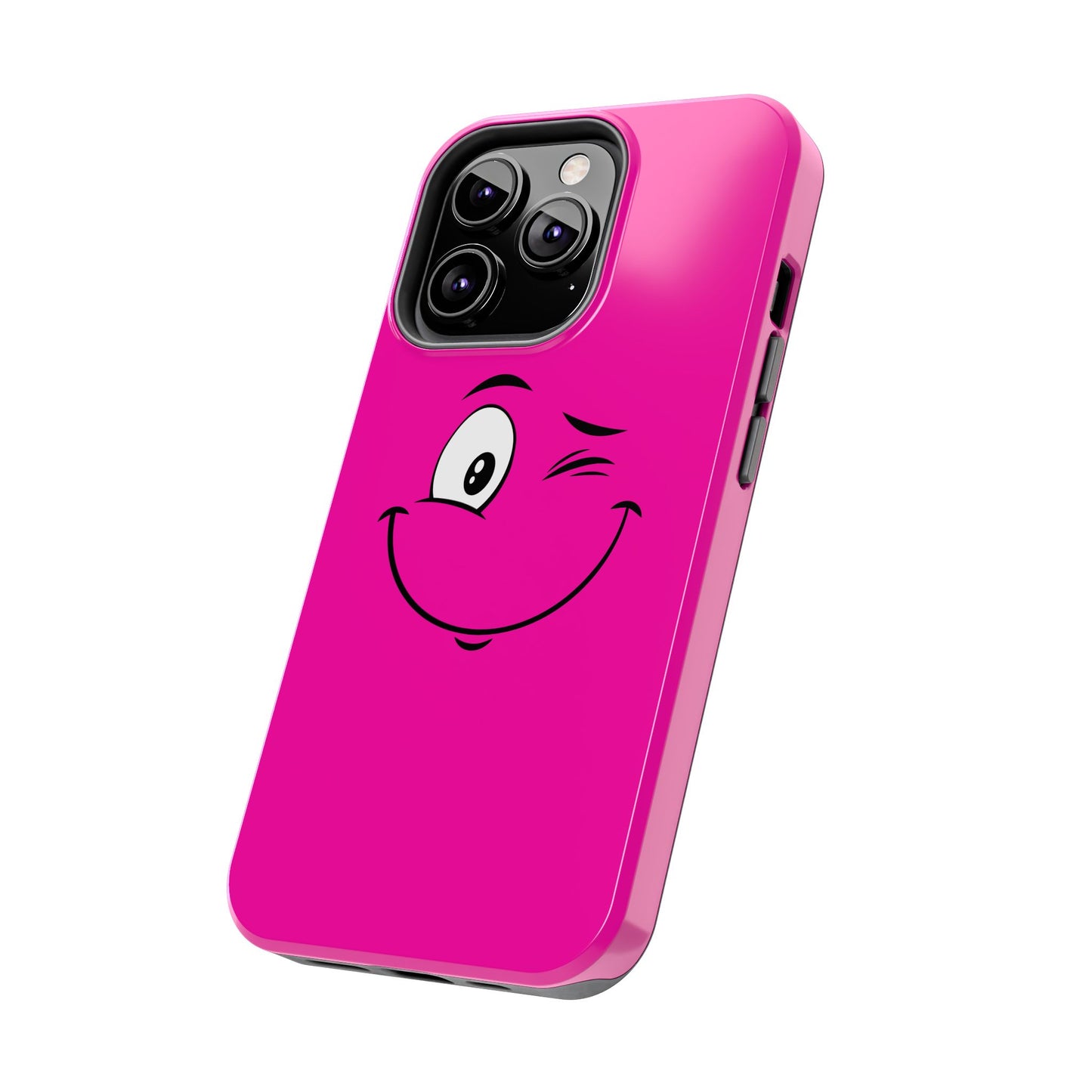 Winking Face Pink Background Cheeky Cartoon Style Tough Phone Case | Funny
