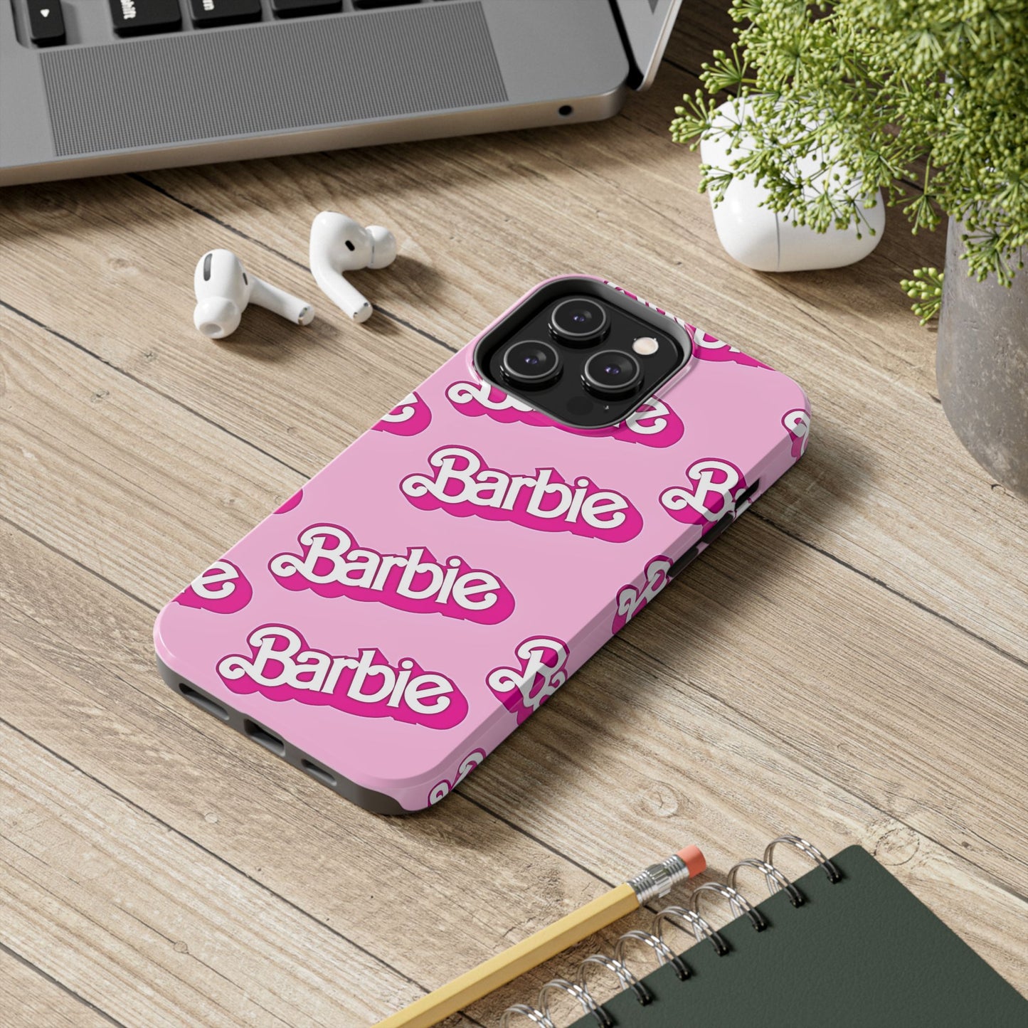 Funda rígida para teléfono con estampado retro del logotipo de Barbie | Estética