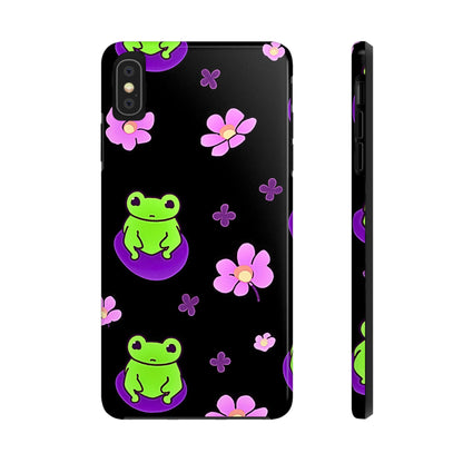Cute Frog & Pink Flowers Pattern Style Tough Phone Case | Animals