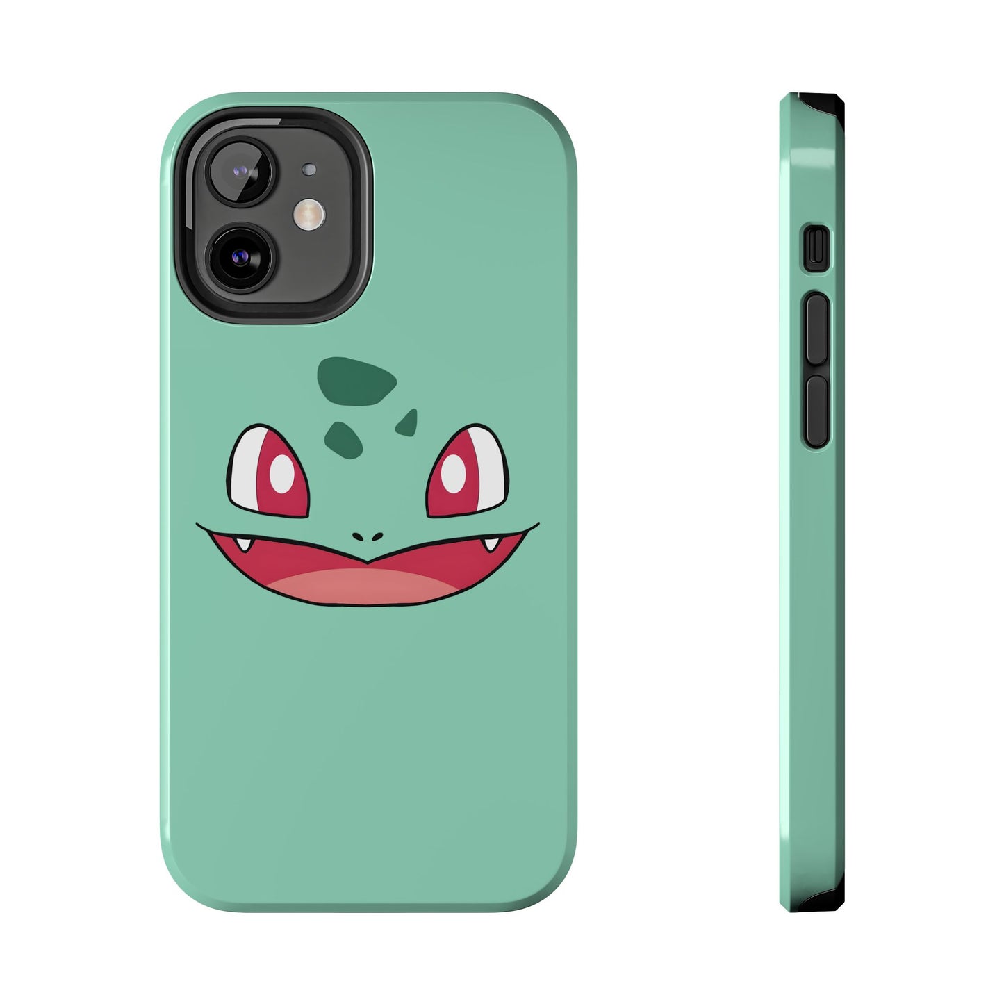 Green Leaf Dino Smile Red Eyes Cute Creature Tough Phone Case | Anime