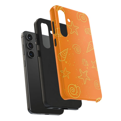 Funda resistente para teléfono con diseño de conchas naranjas | Estética