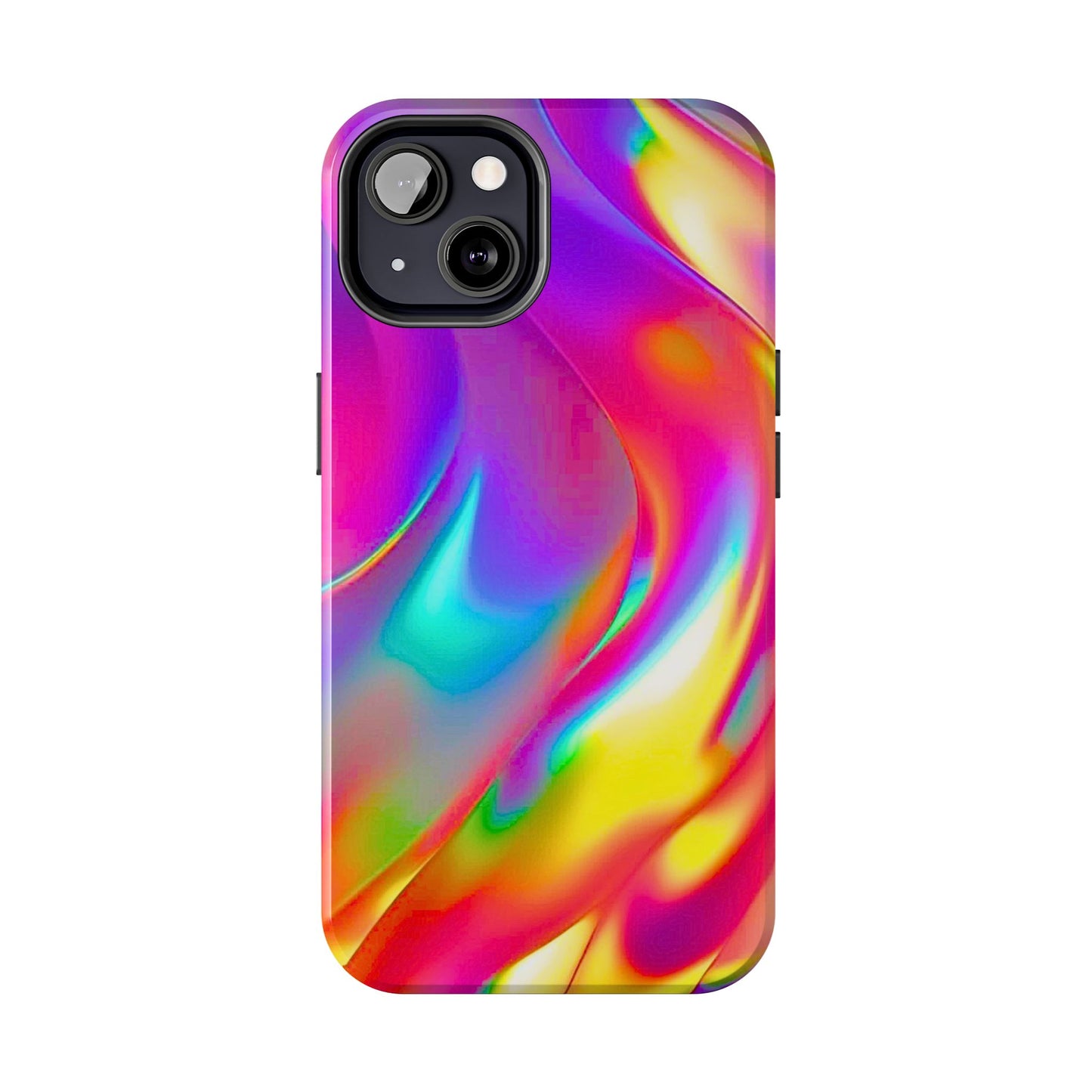 Funda resistente para teléfono con brillo metálico holográfico y estilo abstracto | Estética