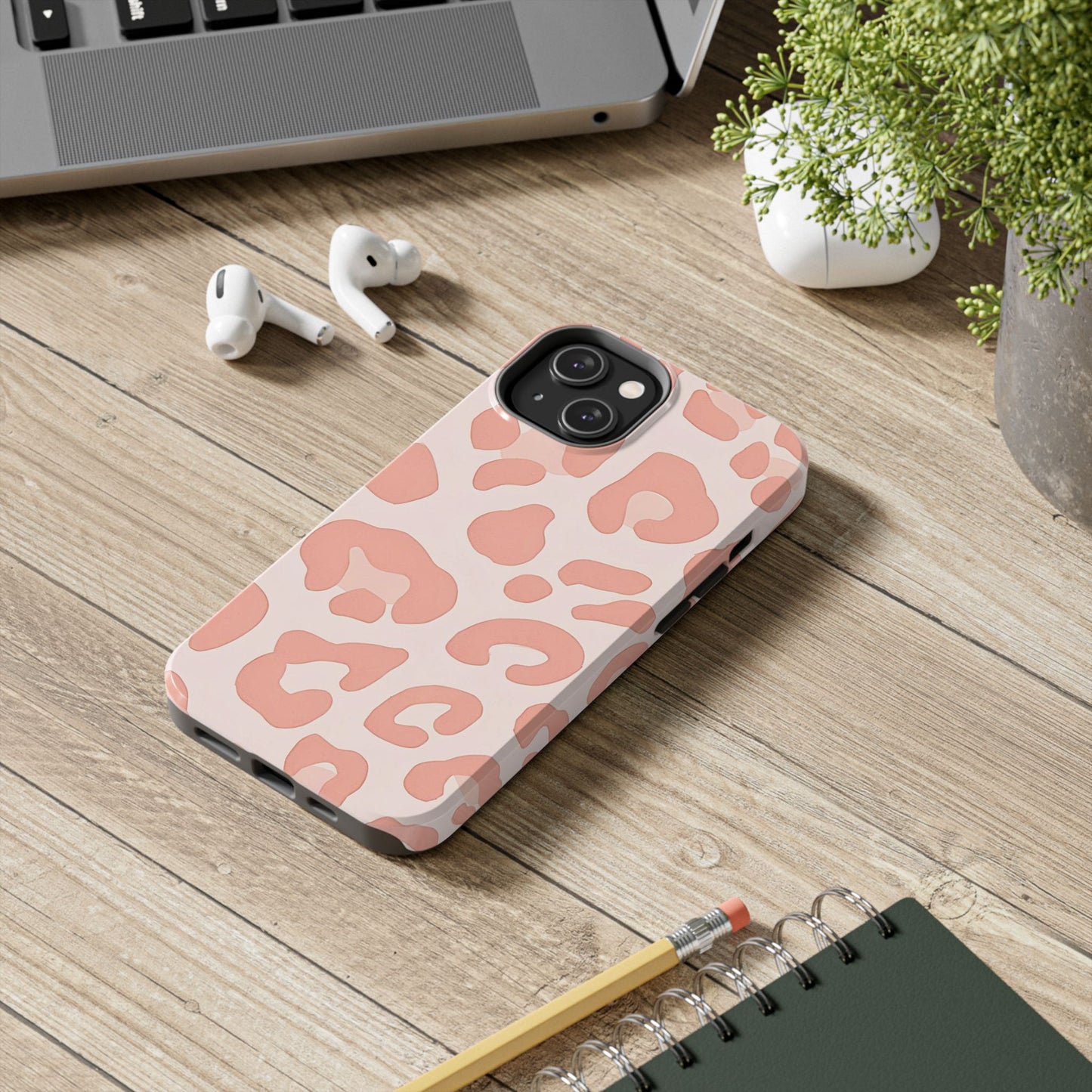 Funda resistente para teléfono con estampado de leopardo rosa preppy | Estética