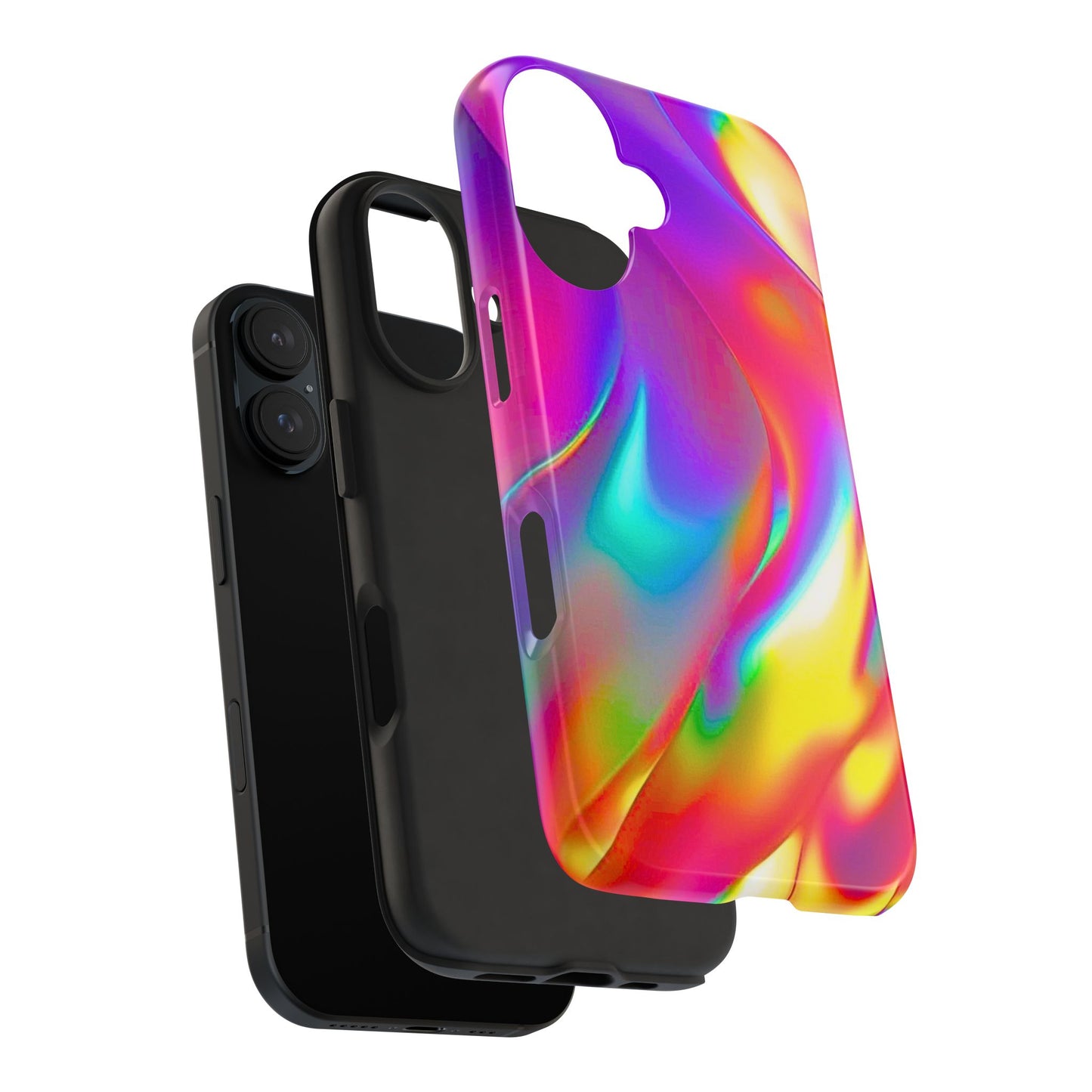 Funda resistente para teléfono con brillo metálico holográfico y estilo abstracto | Estética