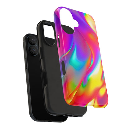 Funda resistente para teléfono con brillo metálico holográfico y estilo abstracto | Estética
