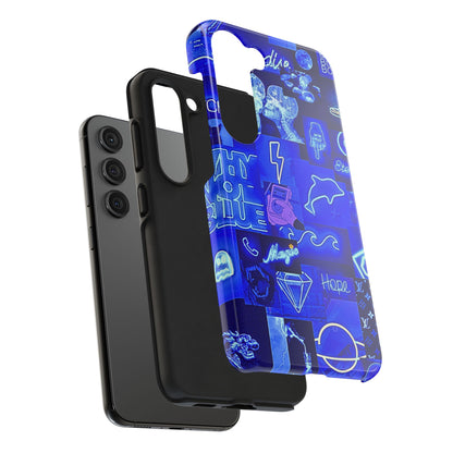 Blue Neon Style Tough Phone Case | Aesthetic