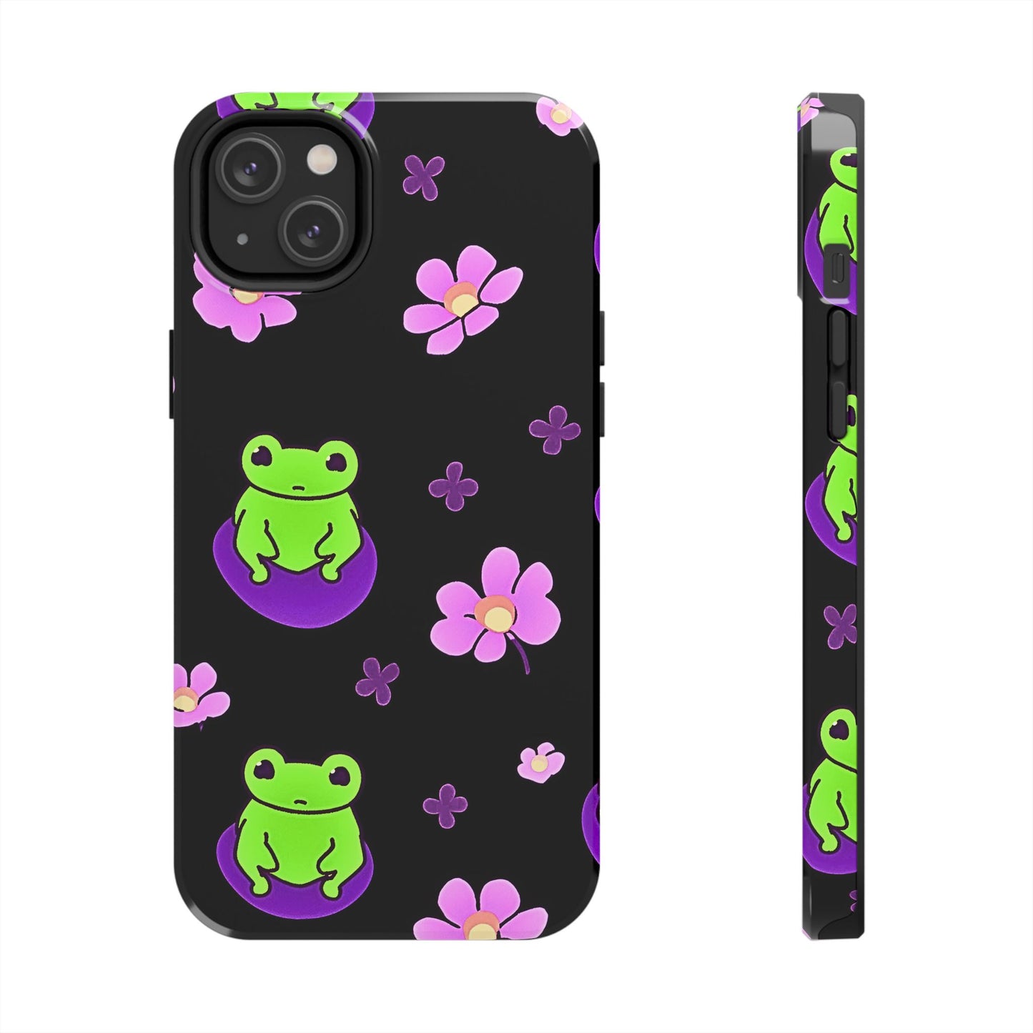 Cute Frog & Pink Flowers Pattern Style Tough Phone Case | Animals