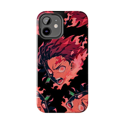 Tanjiro Kamado Flamed Style Black Tough Phone Case | Anime - Demon Slayer