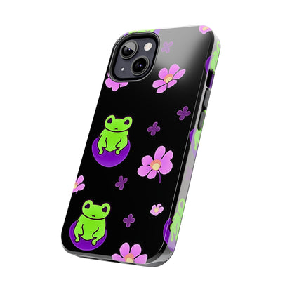 Cute Frog & Pink Flowers Pattern Style Tough Phone Case | Animals