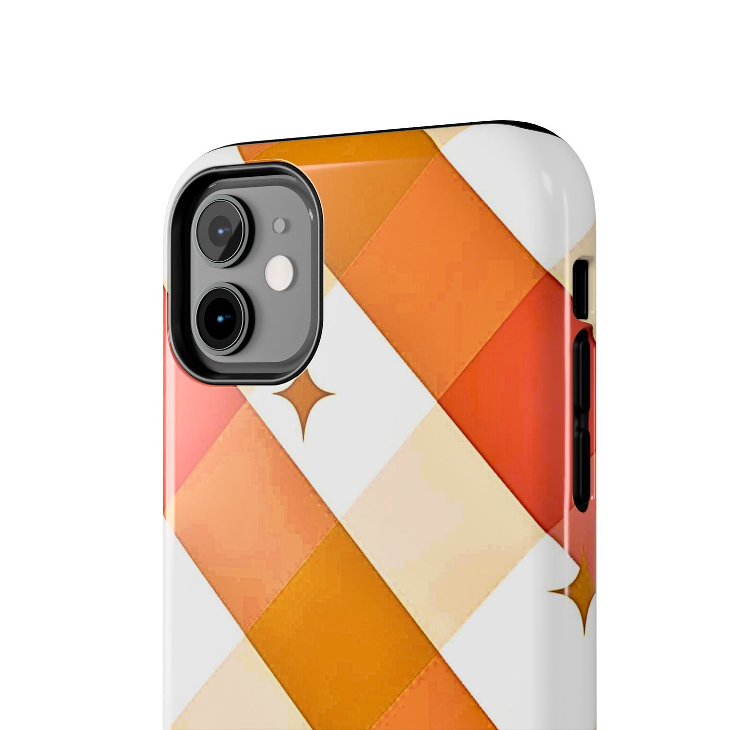 Pastel Orange & Pink Checkered Stars Tough Phone Case | Aesthetic