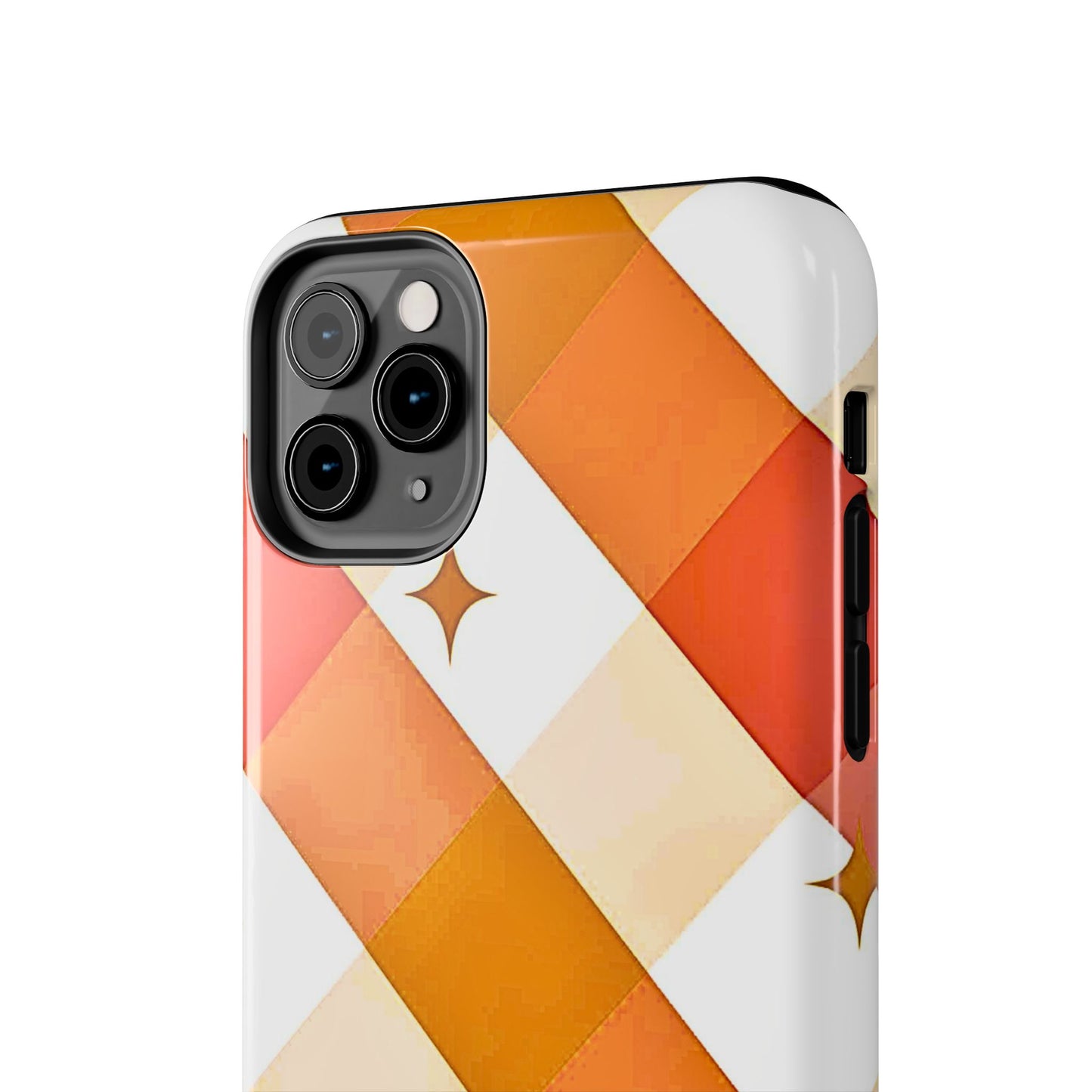 Pastel Orange & Pink Checkered Stars Tough Phone Case | Aesthetic