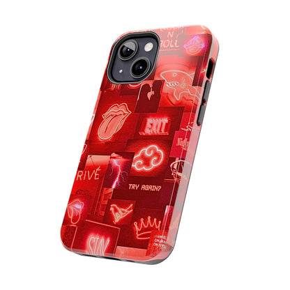 Funda resistente para teléfono con diseño de neón rojo | Estética