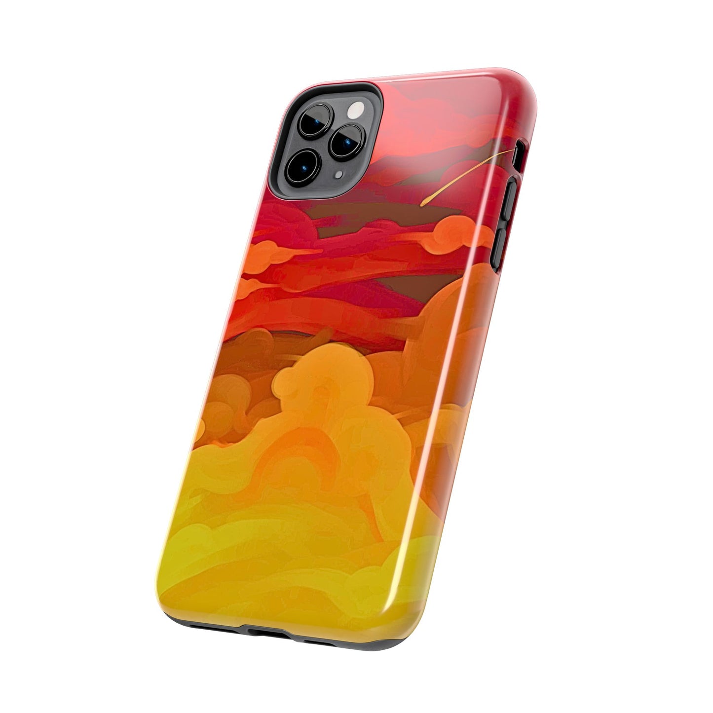Funda resistente para teléfono con diseño de nubes rojas y naranjas | Estética