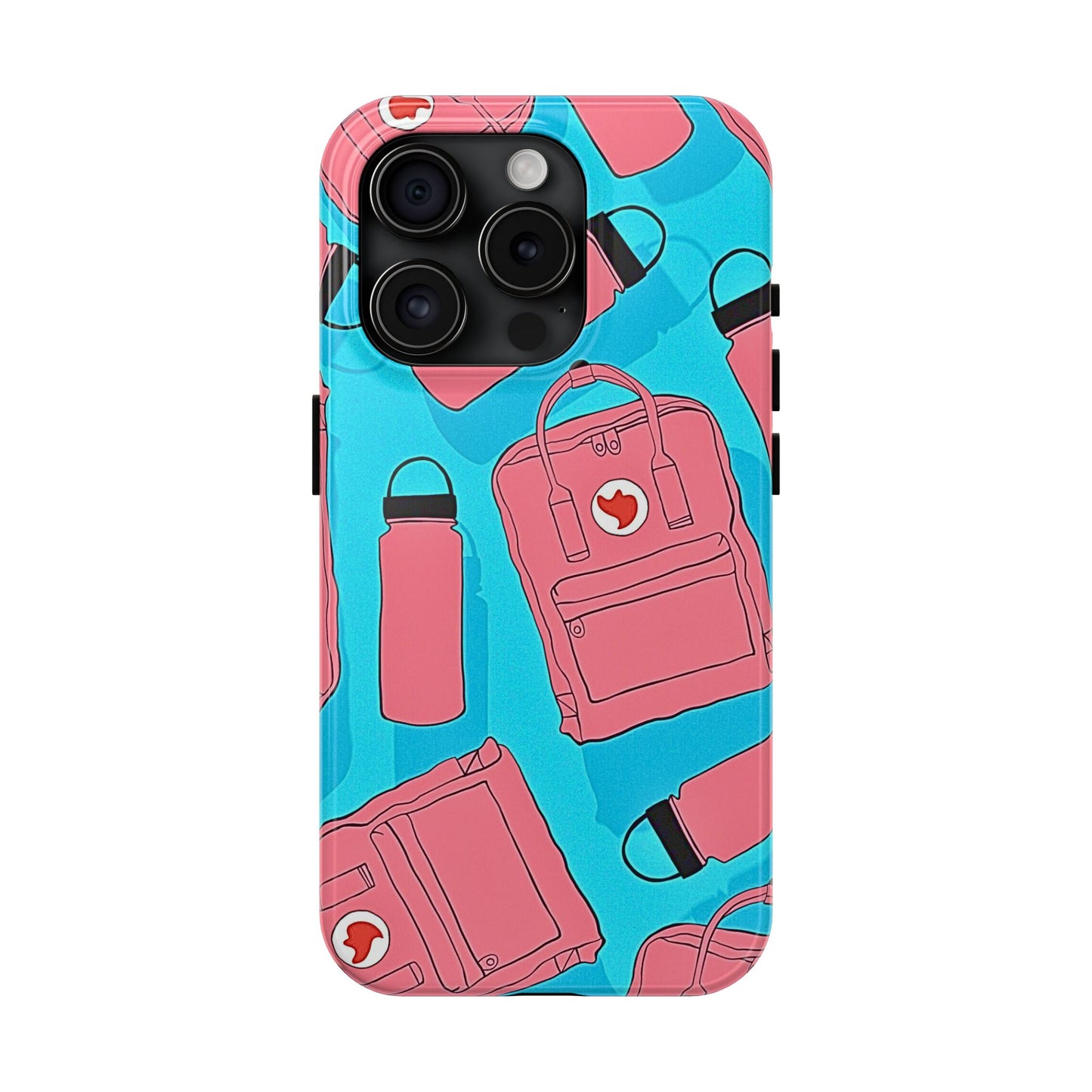 VSCO Kanken Backpack Water Bottle Pink & Blue Tough Phone Case | Aesthetic