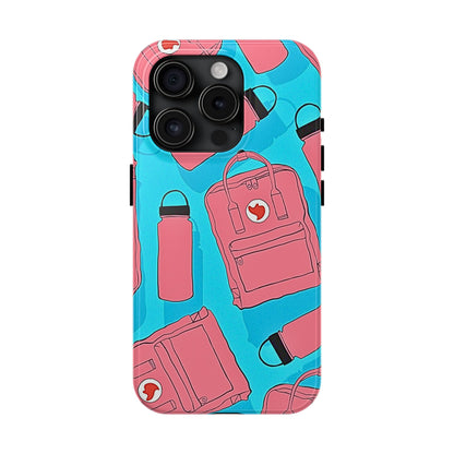 VSCO Kanken Backpack Water Bottle Pink & Blue Tough Phone Case | Aesthetic