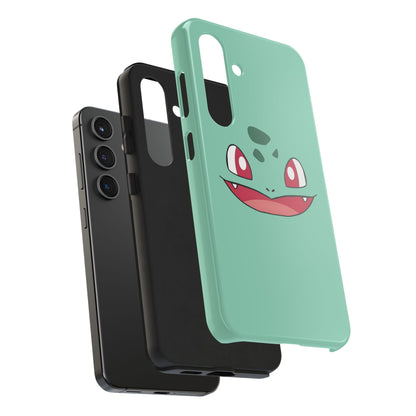 Green Leaf Dino Smile Red Eyes Cute Creature Tough Phone Case | Anime