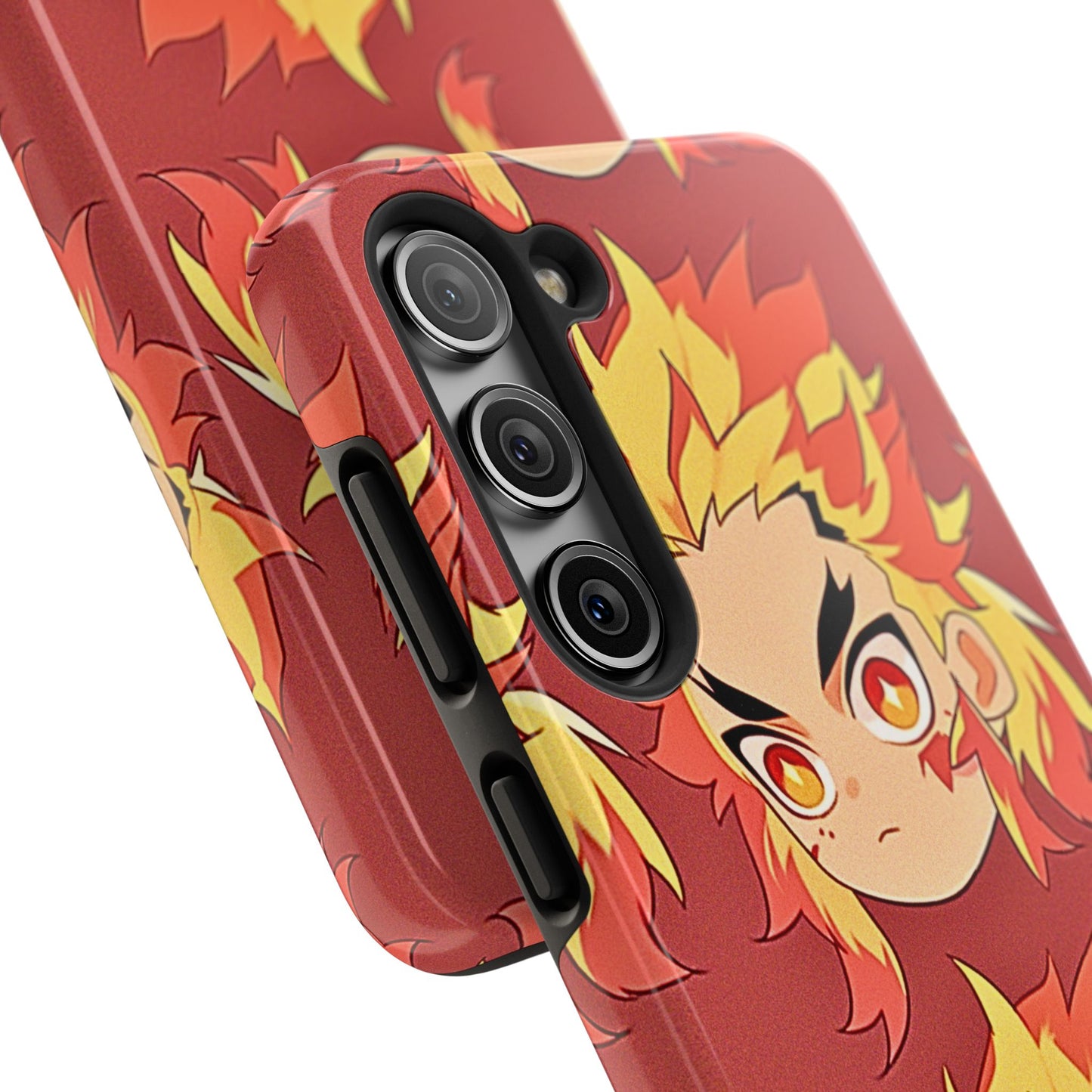 Rengoku Head Pattern Dark Orange Tough Phone Case | Anime - Demon Slayer