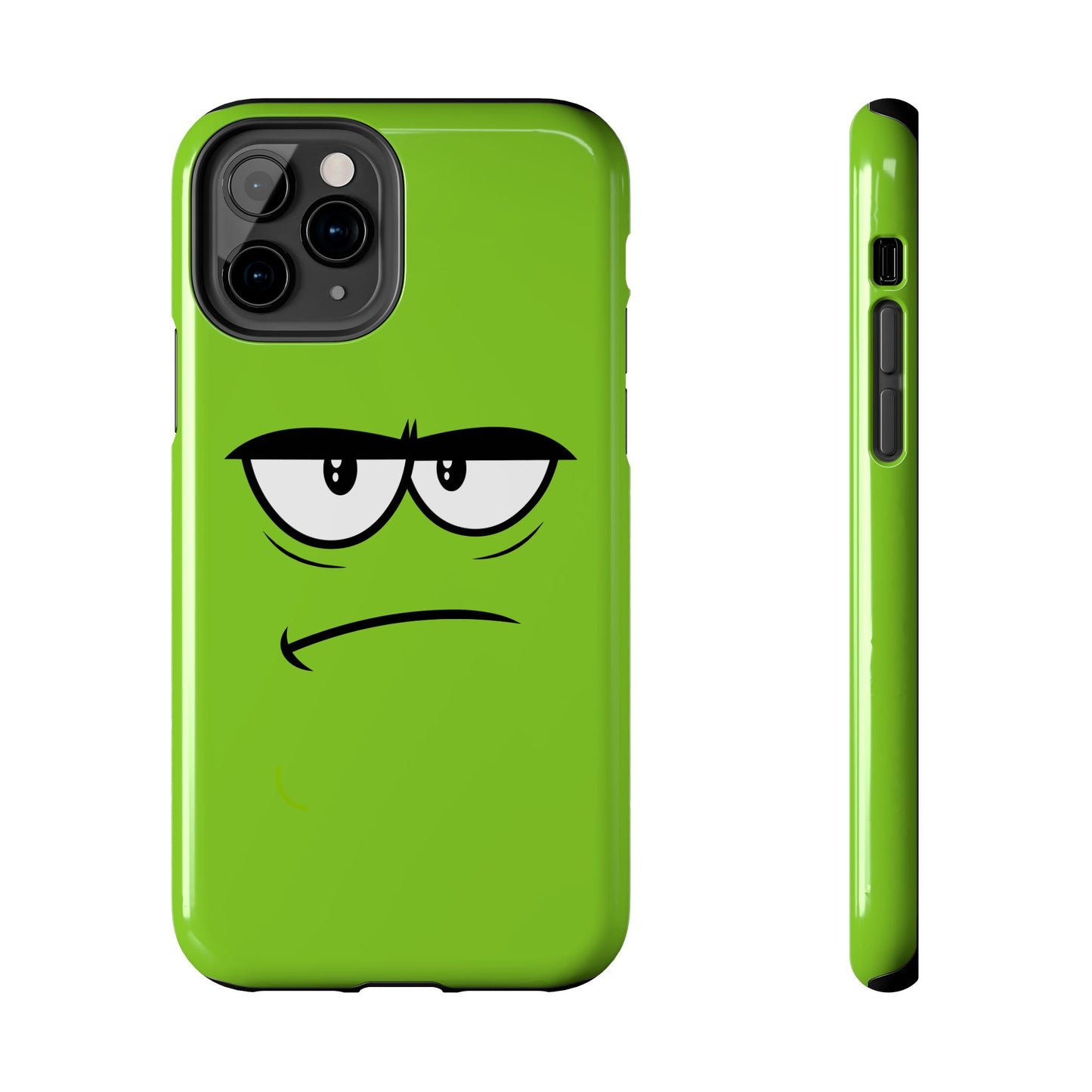 Grumpy Mood Face Green Background Funny Expression Tough Phone Case | Funny