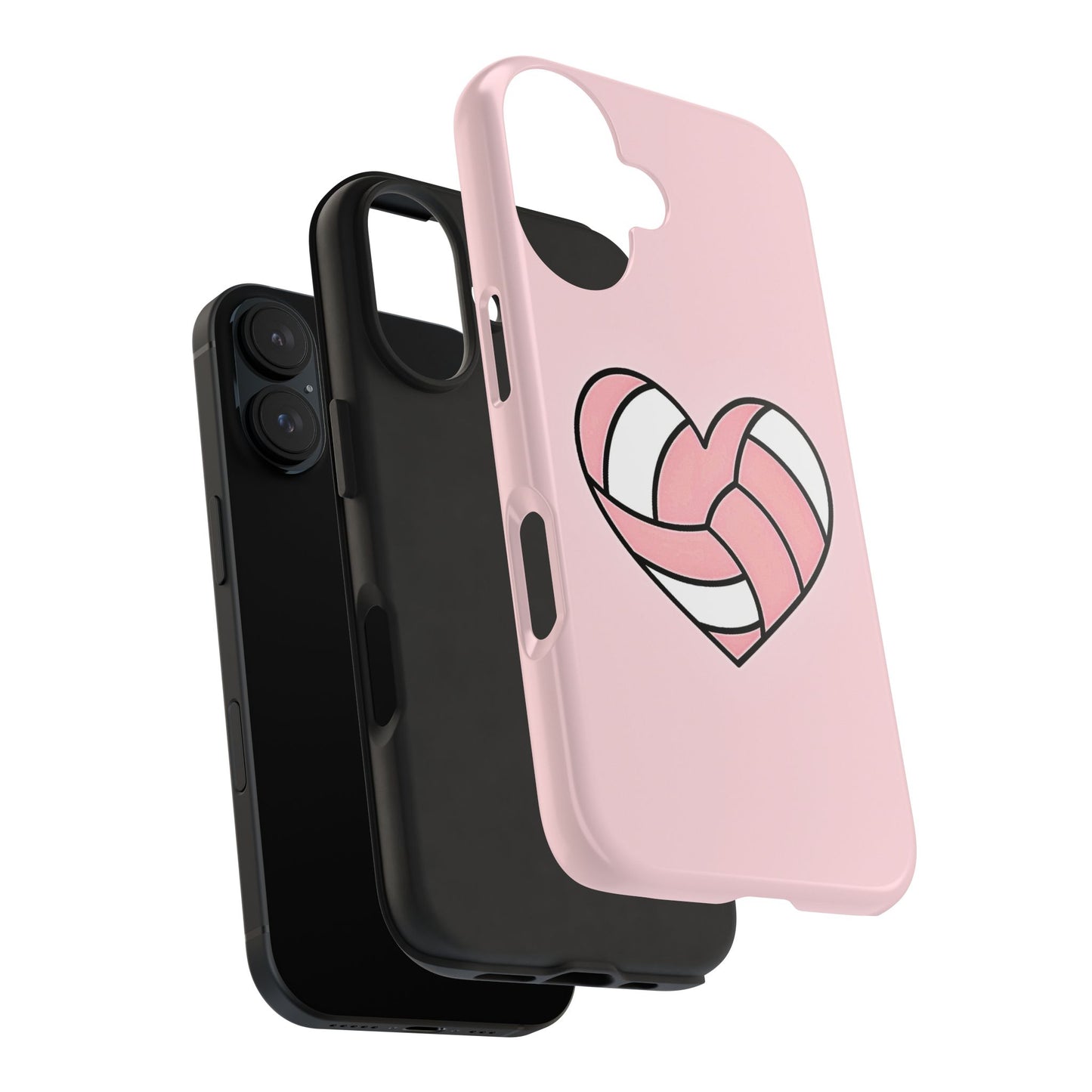 Pink Volleyball Heart Tough Phone Case | Aesthetic