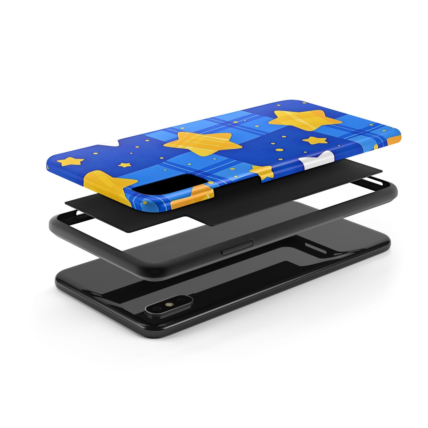 Funda resistente para teléfono con estampado de estrellas y cuadros preppy | Estética