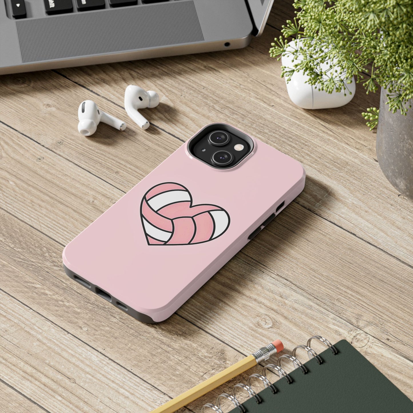 Pink Volleyball Heart Tough Phone Case | Aesthetic