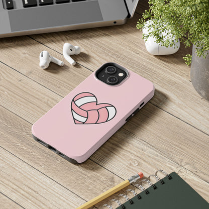 Pink Volleyball Heart Tough Phone Case | Aesthetic
