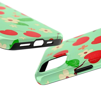 Cute Cherry Flower Pattern Mint Tough Phone Case | Aesthetic