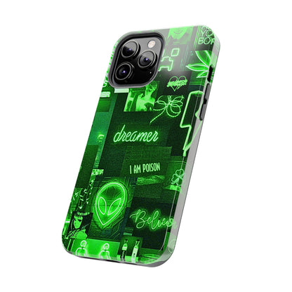 Green Neon Style Tough Phone Case | Aesthetic