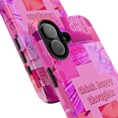 Think Happy Thoughts Pink Tough Phone Case | Aesthetic