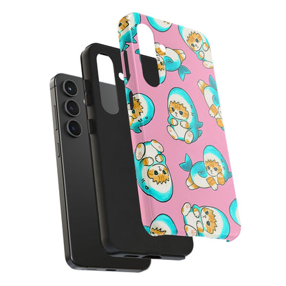 Pink Cute Shark Cats Pattern Tough Phone Case | Animals