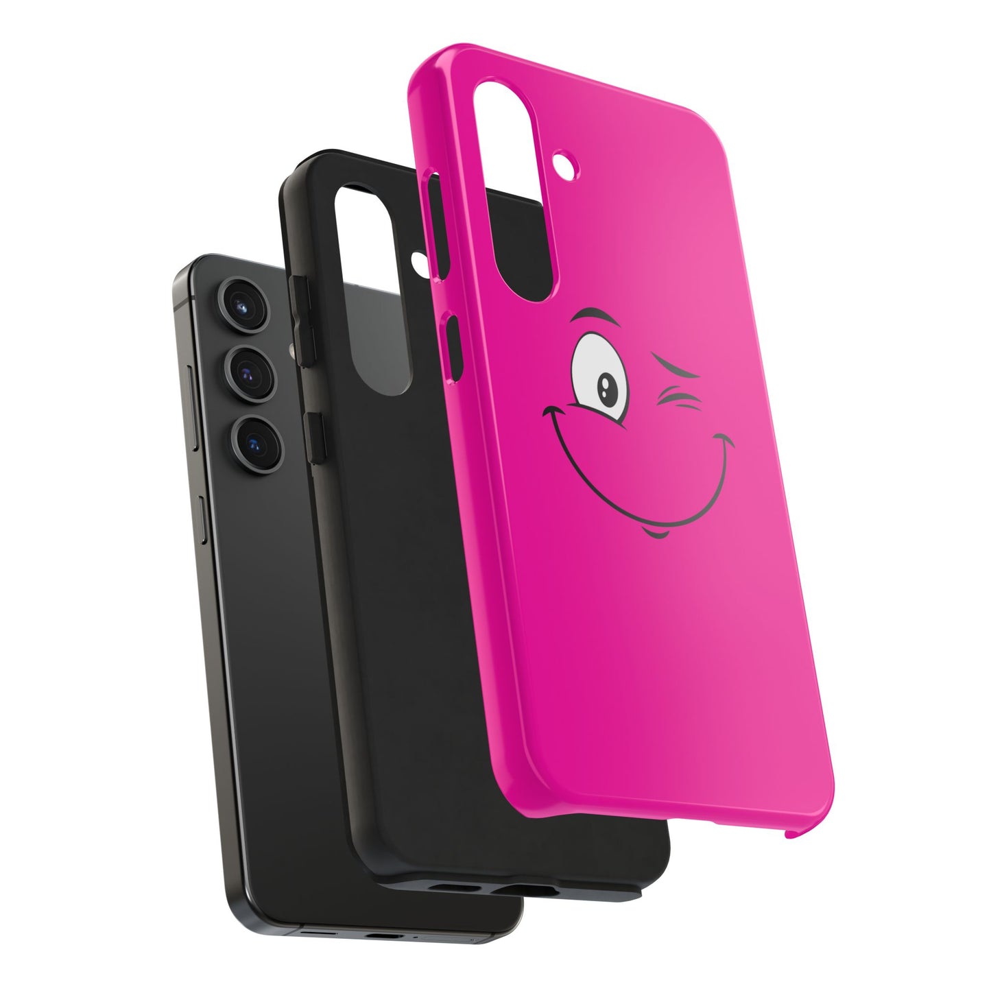 Winking Face Pink Background Cheeky Cartoon Style Tough Phone Case | Funny