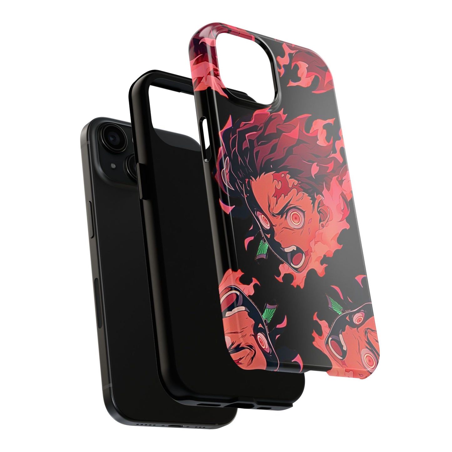Tanjiro Kamado Flamed Style Black Tough Phone Case | Anime - Demon Slayer