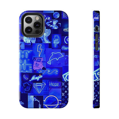 Blue Neon Style Tough Phone Case | Aesthetic