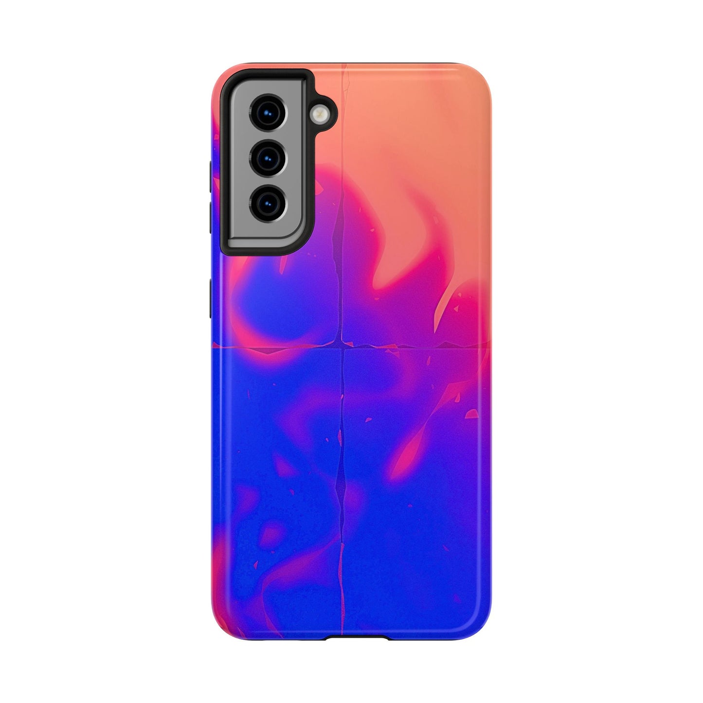 Funda resistente para teléfono con diseño de llamas, degradado abstracto y resplandor del atardecer | Estética