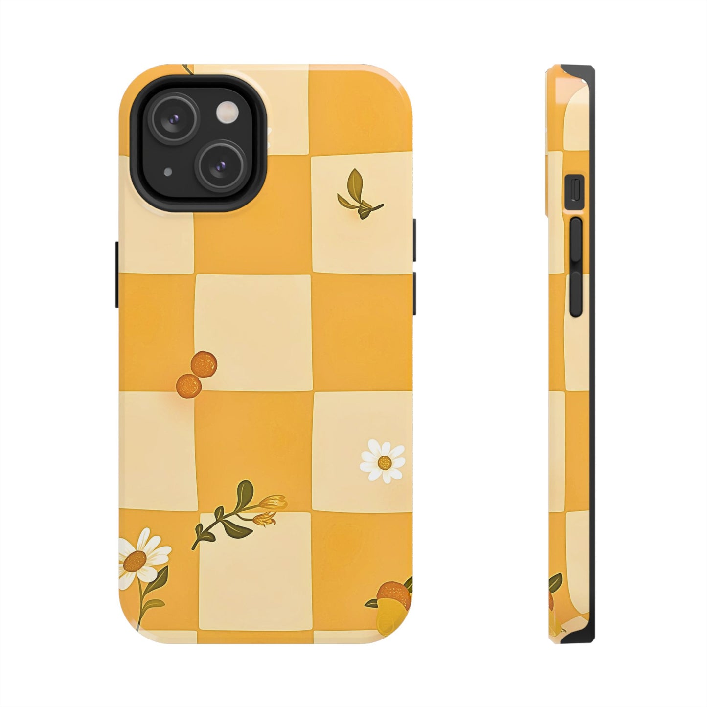 Yellow Checkered Preppy Daisies Tough Phone Case | Aesthetic