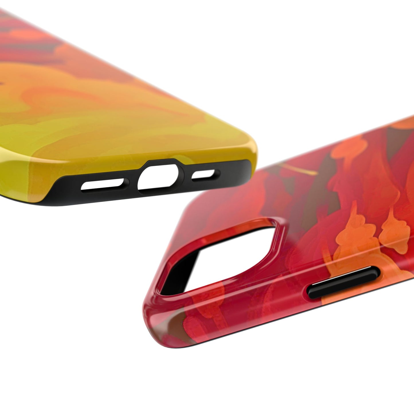 Funda resistente para teléfono con diseño de nubes rojas y naranjas | Estética