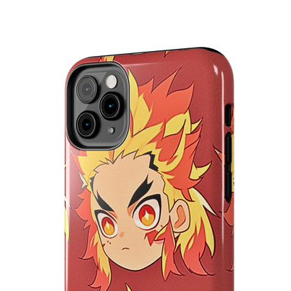 Rengoku Head Pattern Dark Orange Tough Phone Case | Anime - Demon Slayer
