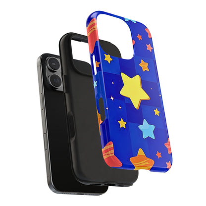 Funda resistente para teléfono con estampado de estrellas vibrantes y preppy | Estética