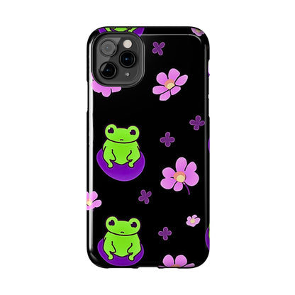 Cute Frog & Pink Flowers Pattern Style Tough Phone Case | Animals