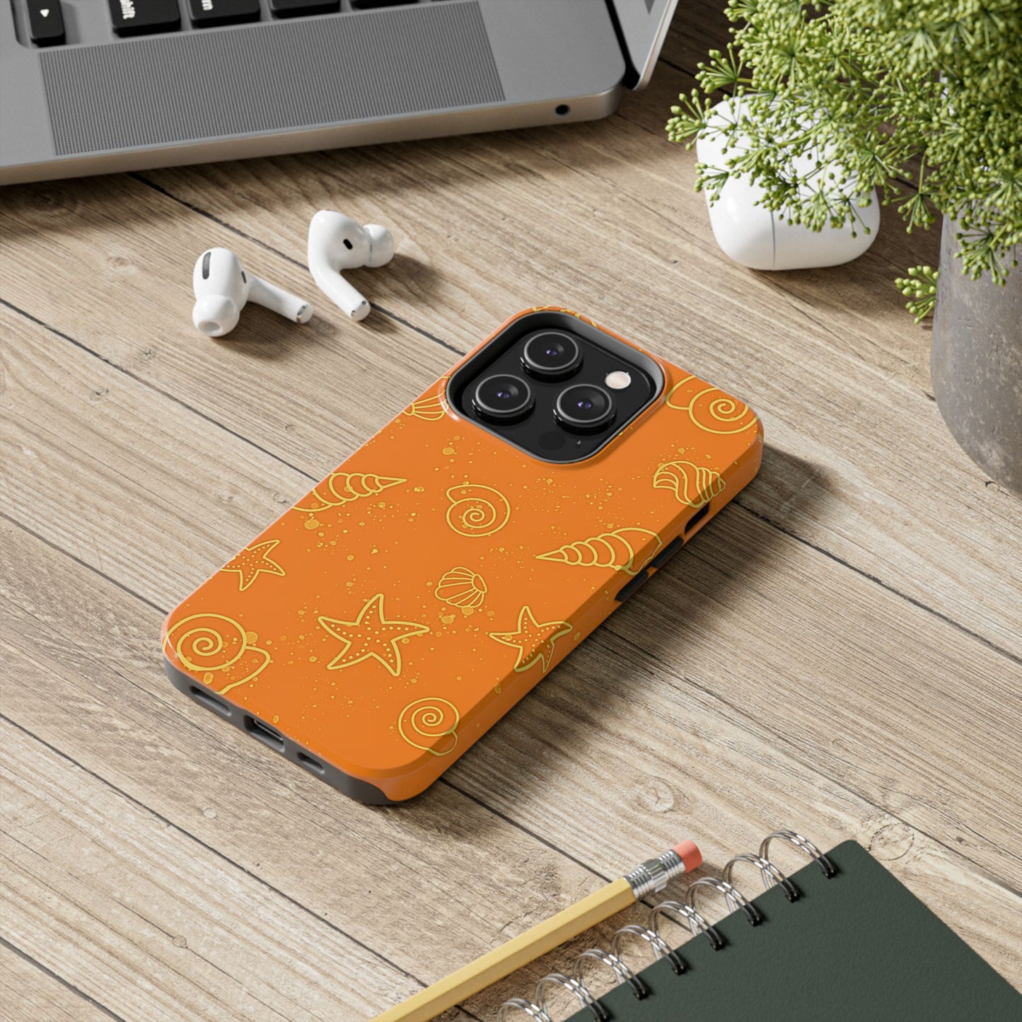 Funda resistente para teléfono con diseño de conchas naranjas | Estética