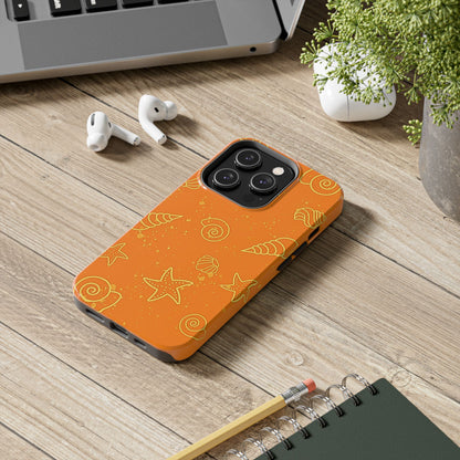 Funda resistente para teléfono con diseño de conchas naranjas | Estética