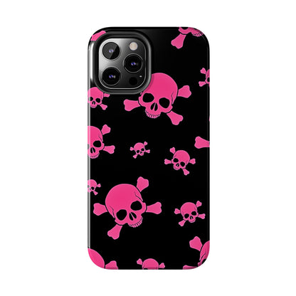 Funda resistente para teléfono estilo emo con calavera rosa | Estética