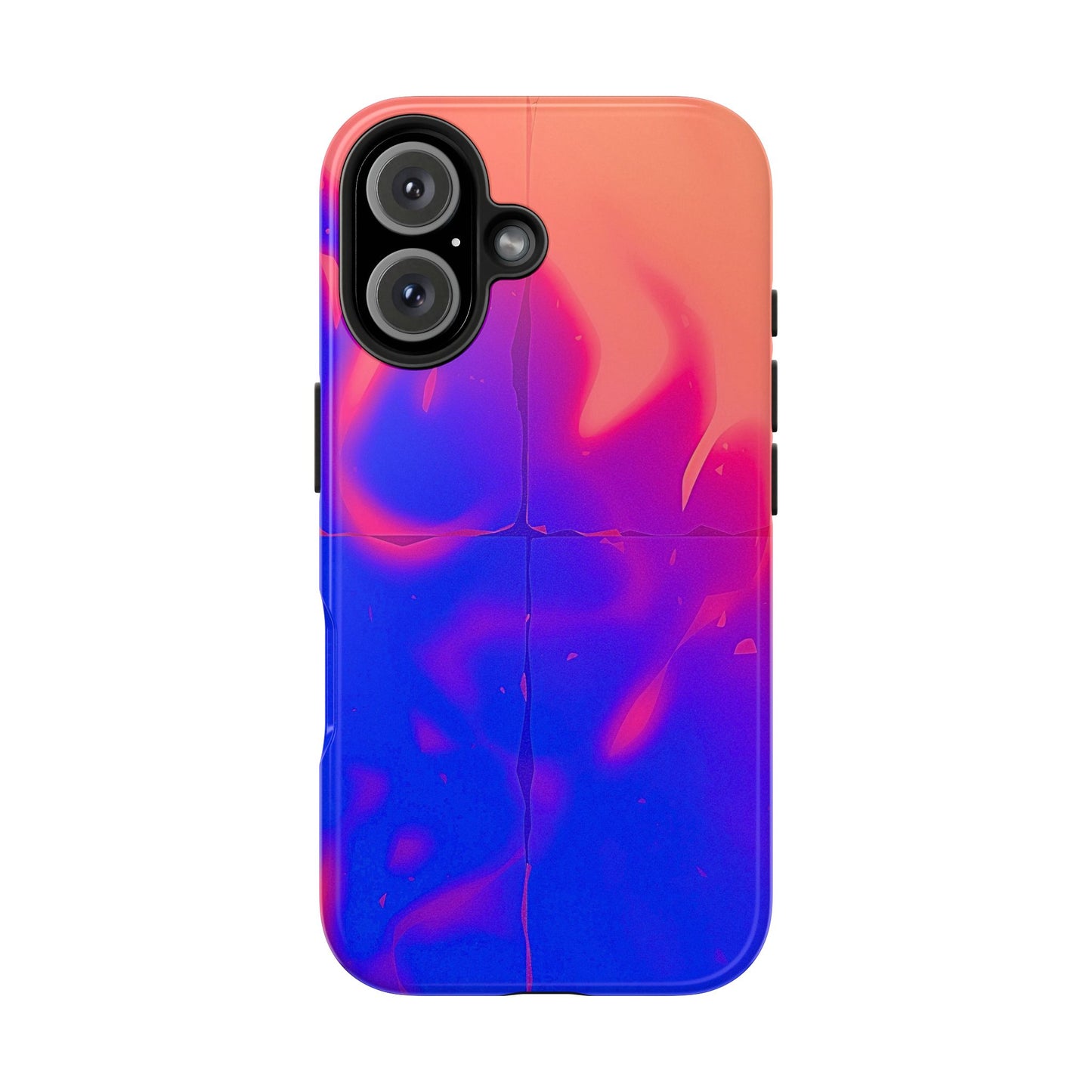 Funda resistente para teléfono con diseño de llamas, degradado abstracto y resplandor del atardecer | Estética