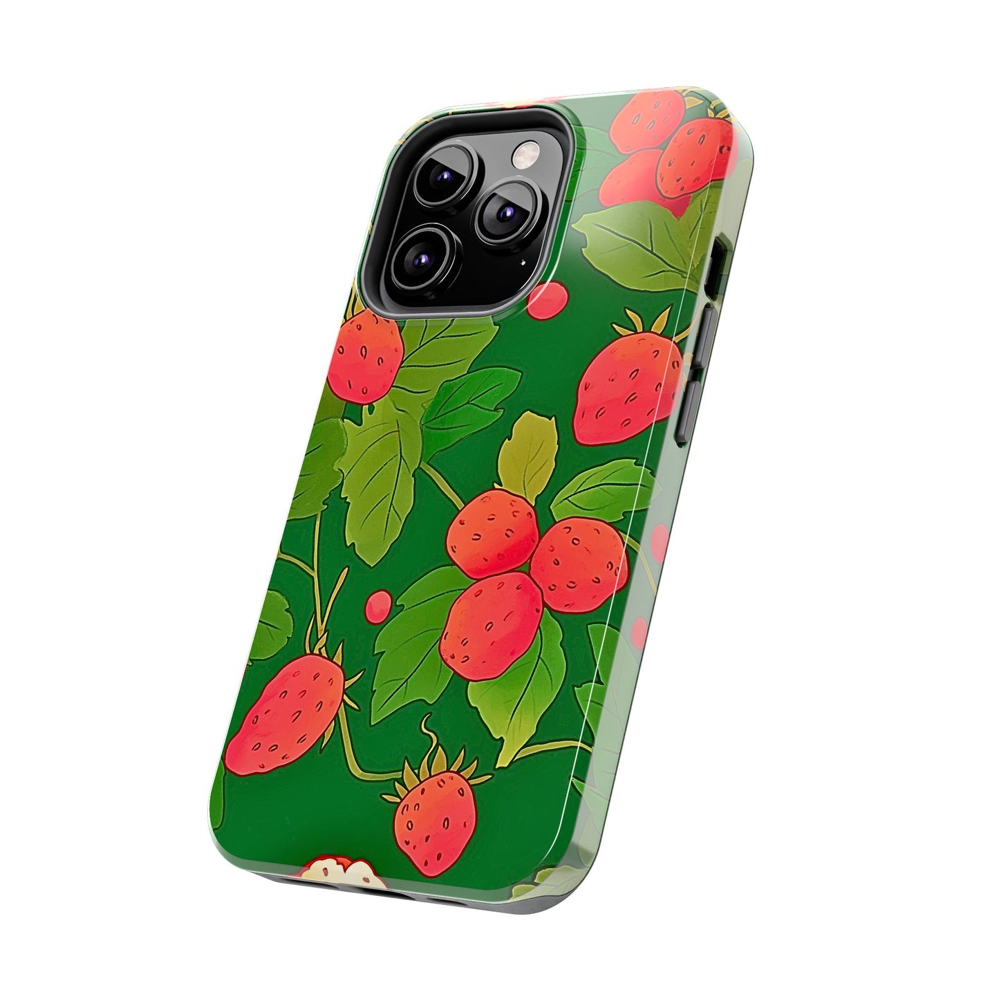 Dark Strawberry Pattern Preppy Tough Phone Case | Aesthetic