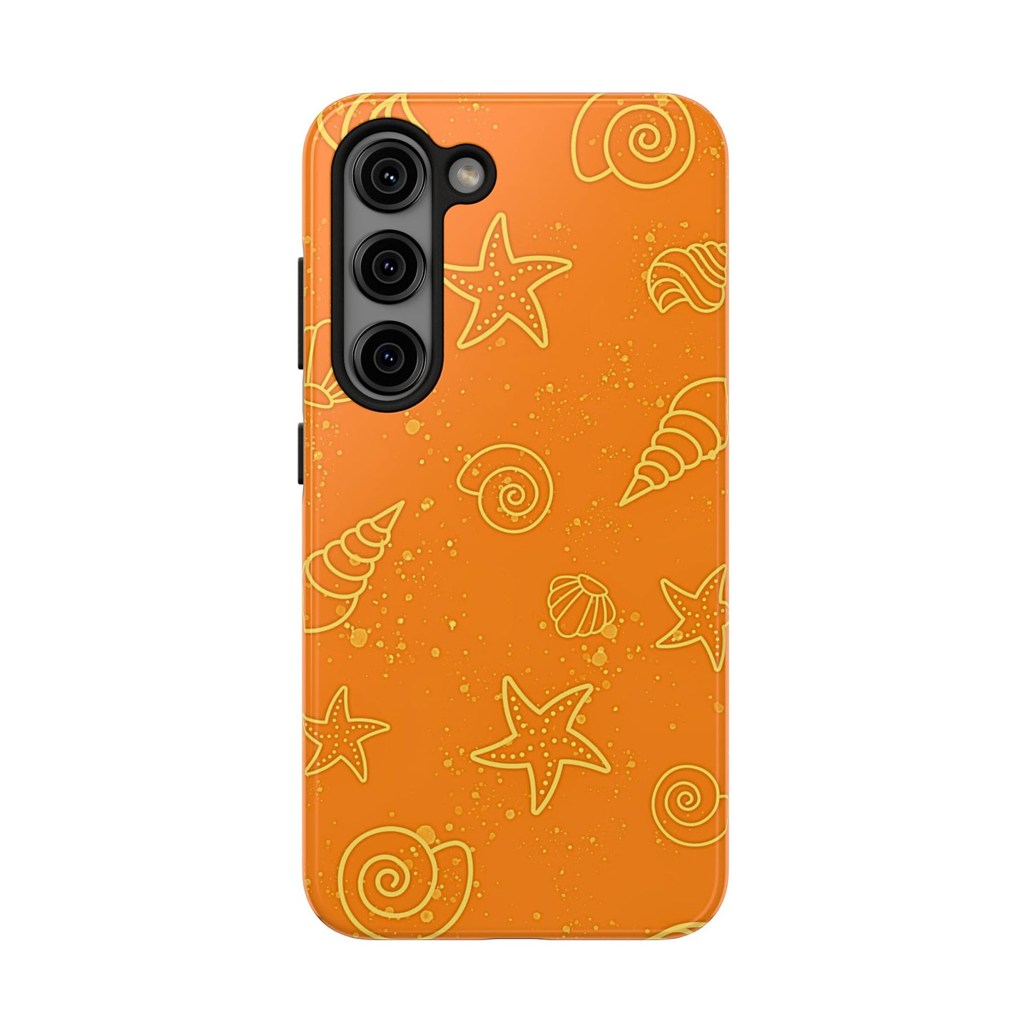 Funda resistente para teléfono con diseño de conchas naranjas | Estética